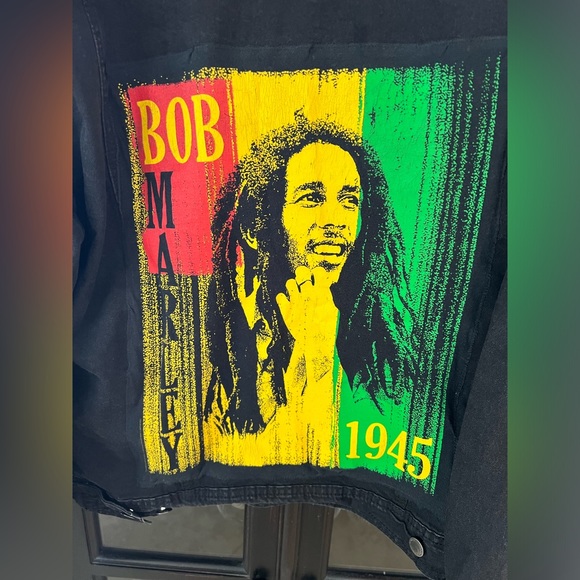 One of a kind, unisex, large, oversize style, Bob Marley denim jacket - Picture 5 of 7
